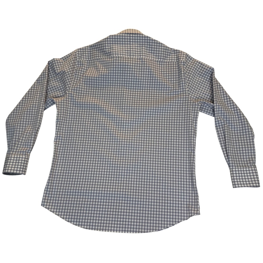 TWILLORY‎ Performance Tailored Fit Dress Shirt Blue/White Check Men's Sz L 34/35 - Picture 2 of 11